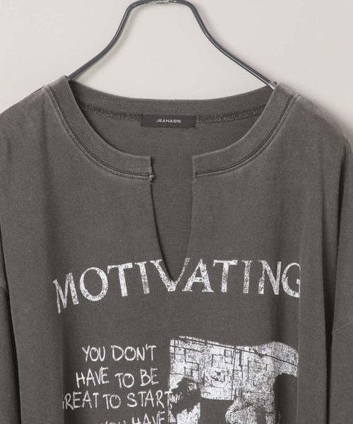 JEANASIS（ジーナシス）の「カットオフヴィンテージプリントロンTEE/149950（Tシャツ/カットソー・レディース・チャコールグレー/ホワイト/ホワイト系その他・FREE）」の5枚目の写真