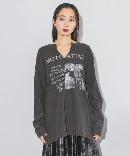 JEANASIS（ジーナシス）の「カットオフヴィンテージプリントロンTEE/149950（Tシャツ/カットソー・レディース・チャコールグレー/ホワイト/ホワイト系その他・FREE）」の22枚目の写真