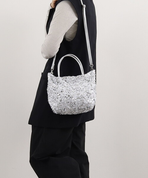 COOCO(クーコ)の「スパンコール2WAYトートバッグ(トートバッグ・レディース・シルバー/ホワイト/ネイビー/ブラック/ピンクベージュ・FREE)」の9枚目の写真