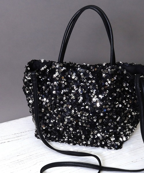 COOCO(クーコ)の「スパンコール2WAYトートバッグ(トートバッグ・レディース・シルバー/ホワイト/ネイビー/ブラック/ピンクベージュ・FREE)」の5枚目の写真