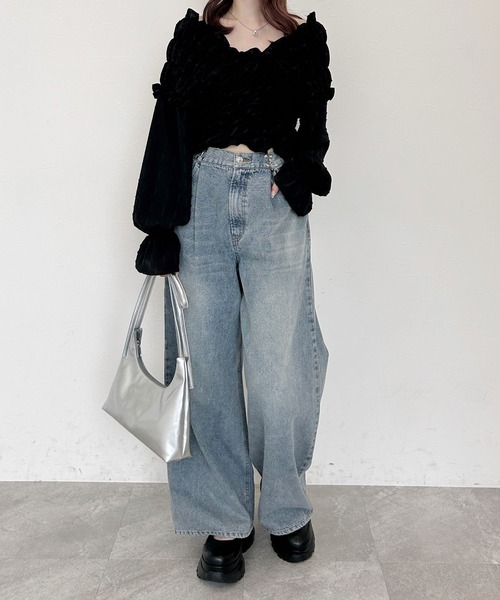 Heather（ヘザー）の「オフショルシャーリングブラウス　139040（シャツ/ブラウス・レディース・ベージュ/ホワイト/ブラック・FREE）」の10枚目の写真