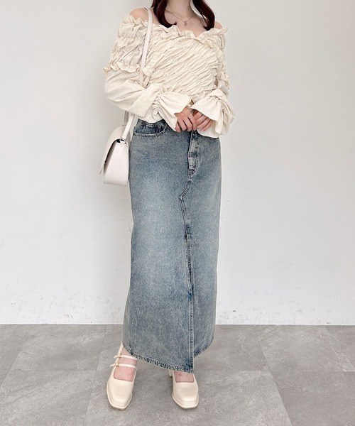 Heather（ヘザー）の「オフショルシャーリングブラウス　139040（シャツ/ブラウス・レディース・ベージュ/ホワイト/ブラック・FREE）」の14枚目の写真