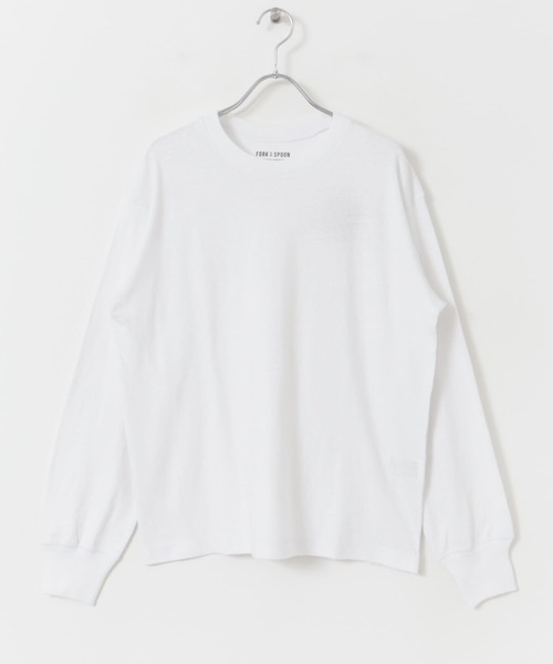 FORK&SPOON（フォークアンドスプーン）の「FORK&SPOON　ラフィー天竺ロングスリーブTシャツ（Tシャツ/カットソー・レディース・オフホワイト/ブラック/グレー・1）」の4枚目の写真