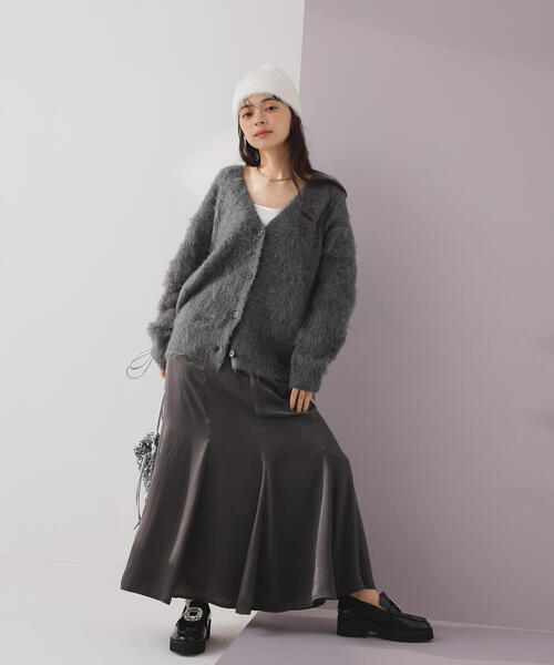 NATURAL BEAUTY BASIC（ナチュラルビューティーベーシック）の「◇起毛ニットシリーズ カーディガン（カーディガン/ボレロ・レディース・ネイビー/チャコールグレー/ブルー・FREE）」の5枚目の写真