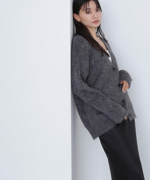 NATURAL BEAUTY BASIC（ナチュラルビューティーベーシック）の「◇起毛ニットシリーズ カーディガン（カーディガン/ボレロ・レディース・ネイビー/チャコールグレー/ブルー・FREE）」の6枚目の写真