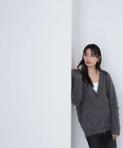 NATURAL BEAUTY BASIC（ナチュラルビューティーベーシック）の「◇起毛ニットシリーズ カーディガン（カーディガン/ボレロ・レディース・ネイビー/チャコールグレー/ブルー・FREE）」の8枚目の写真