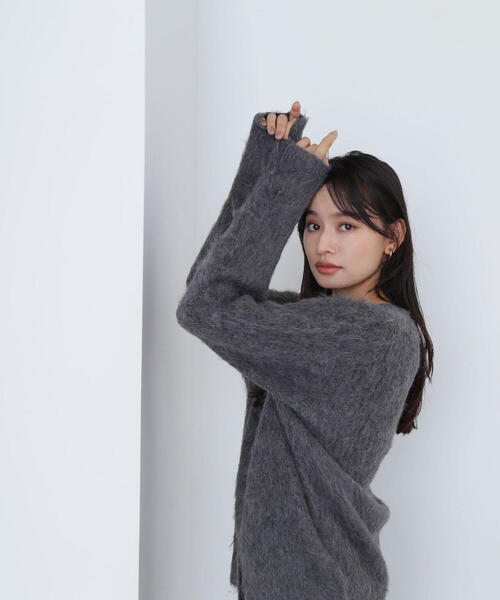 NATURAL BEAUTY BASIC（ナチュラルビューティーベーシック）の「◇起毛ニットシリーズ カーディガン（カーディガン/ボレロ・レディース・ネイビー/チャコールグレー/ブルー・FREE）」の10枚目の写真