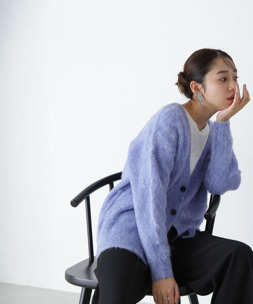 NATURAL BEAUTY BASIC（ナチュラルビューティーベーシック）の「◇起毛ニットシリーズ カーディガン（カーディガン/ボレロ・レディース・ネイビー/チャコールグレー/ブルー・FREE）」の14枚目の写真