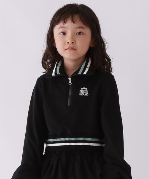 10C REPIPI（ジューシーレピピ）の「【10C REPIPI】ハーフZIPラインリブトップス（スウェット・キッズ・ブラック/グレー/アイボリー・120cm/110cm/130cm）」の3枚目の写真