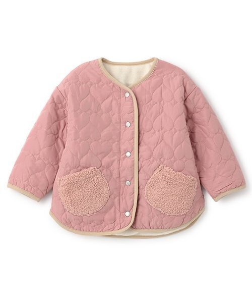 Love&Peace&Money（ラブアンドピースアンドマネー）の「【人気商品再入荷】【直営店で取り扱い無し】ハートキルトブルゾン（ブルゾン・キッズ・ネイビー/ピンク・80ｃｍ/90cm/100cm/110cm/120cm/130cm）」の2枚目の写真