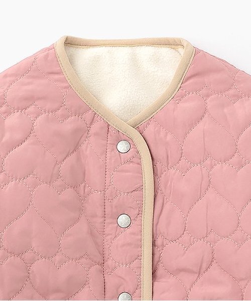 Love&Peace&Money（ラブアンドピースアンドマネー）の「【人気商品再入荷】【直営店で取り扱い無し】ハートキルトブルゾン（ブルゾン・キッズ・ネイビー/ピンク・80ｃｍ/90cm/100cm/110cm/120cm/130cm）」の7枚目の写真