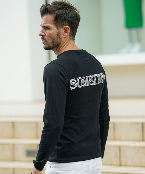 someit フーディー　ロンT セール】【SOMEDIFF】バックペイズリー厚盛プリントロンT メンズ 長袖T