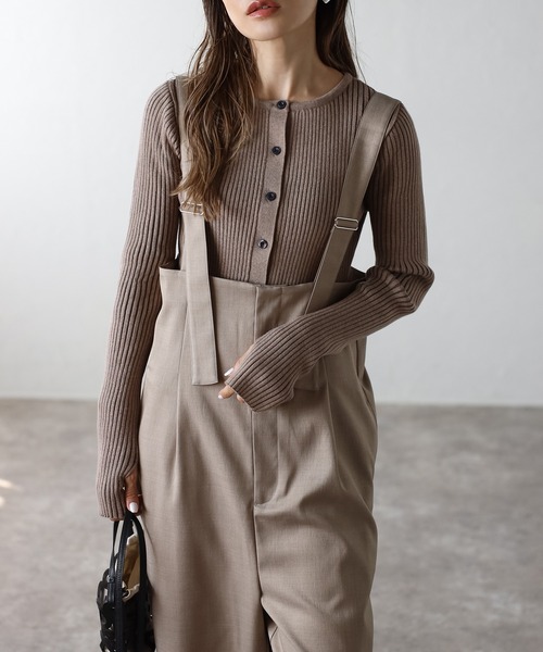 Bonjour Sagan（ボンジュールサガン）の「フィンガーホールクルーネックリブカーディガン（カーディガン/ボレロ・レディース・ブラック/モカ/キナリ/グレー・FREE）」の4枚目の写真