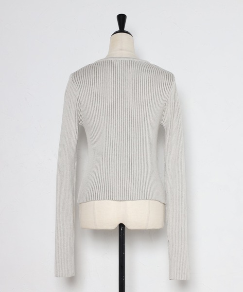 Bonjour Sagan（ボンジュールサガン）の「フィンガーホールクルーネックリブカーディガン（カーディガン/ボレロ・レディース・ブラック/モカ/キナリ/グレー・FREE）」の8枚目の写真