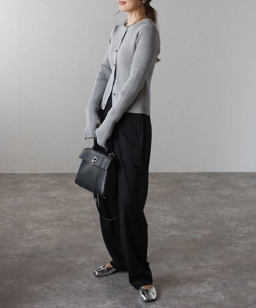 Bonjour Sagan（ボンジュールサガン）の「フィンガーホールクルーネックリブカーディガン（カーディガン/ボレロ・レディース・ブラック/モカ/キナリ/グレー・FREE）」の17枚目の写真