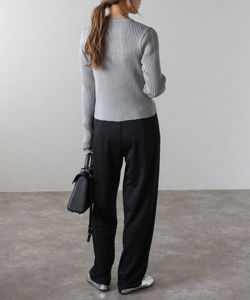 Bonjour Sagan（ボンジュールサガン）の「フィンガーホールクルーネックリブカーディガン（カーディガン/ボレロ・レディース・ブラック/モカ/キナリ/グレー・FREE）」の18枚目の写真