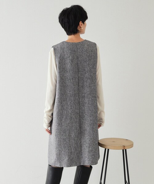 OPAQUE.CLIP（オペークドットクリップ）の「◆Vネックミニジャンスカ【洗濯機洗い可】（ワンピース・レディース・ブラック/グレー系3・36/38/40）」の13枚目の写真