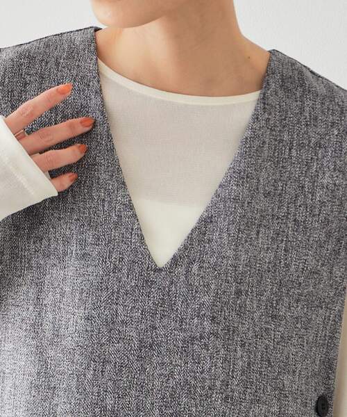 OPAQUE.CLIP（オペークドットクリップ）の「◆Vネックミニジャンスカ【洗濯機洗い可】（ワンピース・レディース・ブラック/グレー系3・36/38/40）」の14枚目の写真