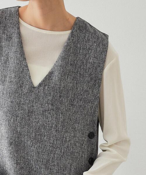 OPAQUE.CLIP（オペークドットクリップ）の「◆Vネックミニジャンスカ【洗濯機洗い可】（ワンピース・レディース・ブラック/グレー系3・36/38/40）」の15枚目の写真