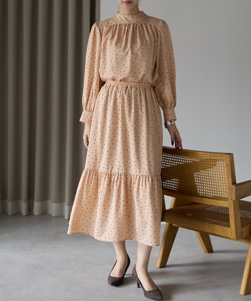 PREFERIR（プレフェリール）の「ドットプリント ティアード スカート（スカート・レディース・ベージュ/ブラック・SMALL/MEDIUM/LARGE）」の22枚目の写真