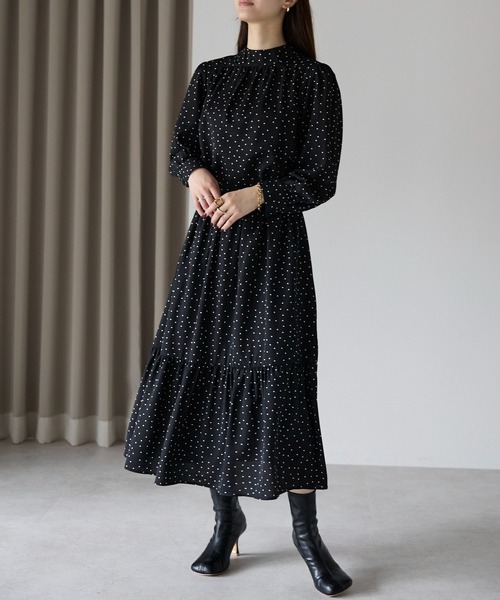 PREFERIR（プレフェリール）の「ドットプリント ティアード スカート（スカート・レディース・ベージュ/ブラック・SMALL/MEDIUM/LARGE）」の12枚目の写真