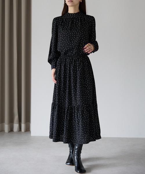 PREFERIR（プレフェリール）の「ドットプリント ティアード スカート（スカート・レディース・ベージュ/ブラック・SMALL/MEDIUM/LARGE）」の11枚目の写真