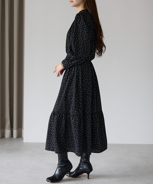 PREFERIR（プレフェリール）の「ドットプリント ティアード スカート（スカート・レディース・ベージュ/ブラック・SMALL/MEDIUM/LARGE）」の10枚目の写真