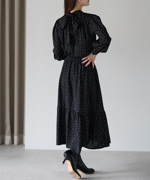 PREFERIR（プレフェリール）の「ドットプリント ティアード スカート（スカート・レディース・ベージュ/ブラック・SMALL/MEDIUM/LARGE）」の5枚目の写真