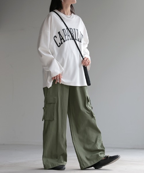HUG.U（ハグユー）の「脚長ワイドカーゴパンツ（カーゴパンツ・レディース・ブラウン/オリーブ/ブラック/ダークグレー/ホワイト/ライトグレー・FREE）」の22枚目の写真