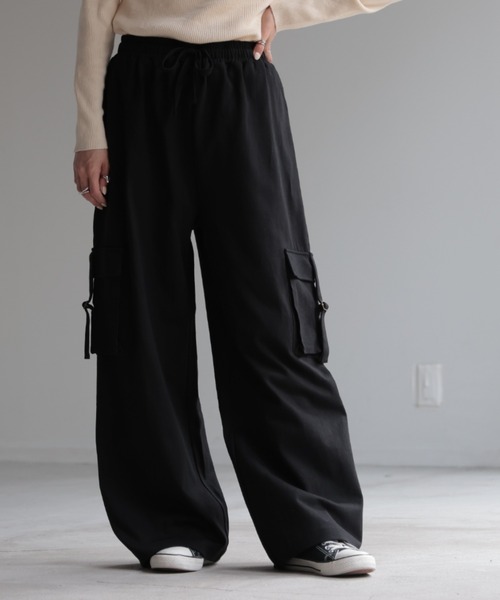 HUG.U（ハグユー）の「脚長ワイドカーゴパンツ（カーゴパンツ・レディース・ブラウン/オリーブ/ブラック/ダークグレー/ホワイト/ライトグレー・FREE）」の16枚目の写真