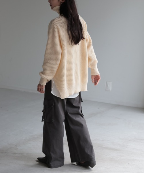 HUG.U（ハグユー）の「脚長ワイドカーゴパンツ（カーゴパンツ・レディース・ブラウン/オリーブ/ブラック/ダークグレー/ホワイト/ライトグレー・FREE）」の19枚目の写真