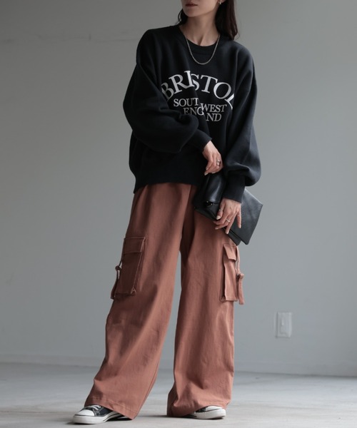 HUG.U（ハグユー）の「脚長ワイドカーゴパンツ（カーゴパンツ・レディース・ブラウン/オリーブ/ブラック/ダークグレー/ホワイト/ライトグレー・FREE）」の20枚目の写真