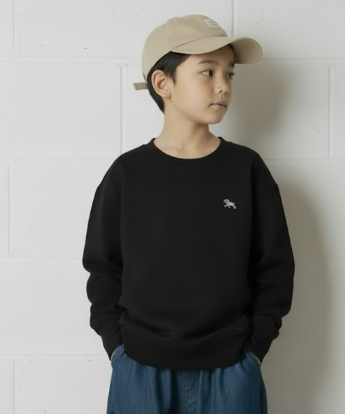 POLOCHAMPS（ポロチャンプス）の「POLOCHAMPS トレーナー KIDS（スウェット・キッズ・ブラック/ダークグリーン/ベージュ/ネイビー/オートミール/杢グレー/ヘザーチャコール/チャコール・110/120/130/140/150/160）」の2枚目の写真