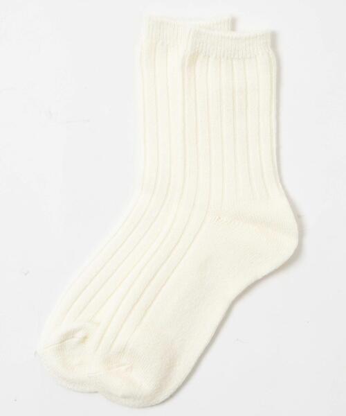 WEGO（ウィゴー）の「WEGO/ぽかぽか裏起毛リブソックス（ソックス/靴下・レディース・オフホワイト/ブラック/サックスブルー/ライトピンク・23-25cm）」の6枚目の写真