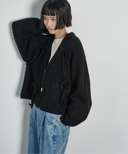 THE YOn(ザヨン)の「リボンモチーフニットカーディガン(カーディガン/ボレロ・レディース・ブラック/グレイッシュベージュ/グレー・FREE)」の22枚目の写真