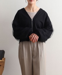 【NOAHL】袖チュールダブルZIPカーディガン