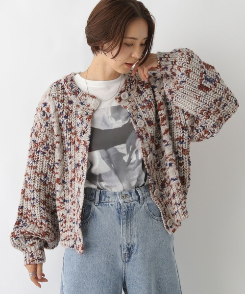 LEPSIM（レプシィム）の「1.5ゲージスプレーMIXカーディガン　137518（ニット/セーター・レディース・オフホワイト/グレー・FREE）」の8枚目の写真