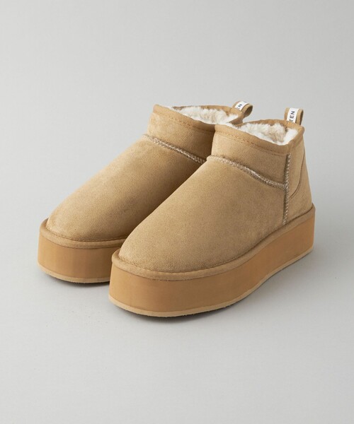 CITEN（シテン）の「＜CITEN＞ボリュームソール フェイクムートンブーツ（ブーツ・レディース・グレー/ベージュ・M/S/L）」の4枚目の写真