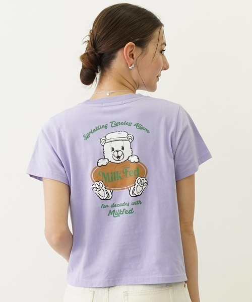 MILKFED.(ミルクフェド)の「BEAR COMPACT S/S TEE(Tシャツ/カットソー・レディース・オフホワイト/チャコール/ライトパープル・S/M)」の1枚目の写真
