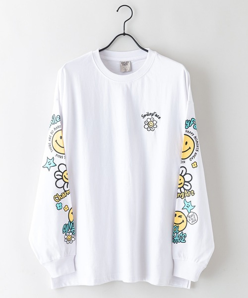 SMILEY FACE（スマイリーフェイス）の「【SMILEY FACE/スマイリーフェイス】袖プリントオーバーサイズロンT（Tシャツ/カットソー・メンズ・ブラック/クリアブルー/ホワイト/グリーン・LARGE/MEDIUM/X-LARGE）」の22枚目の写真