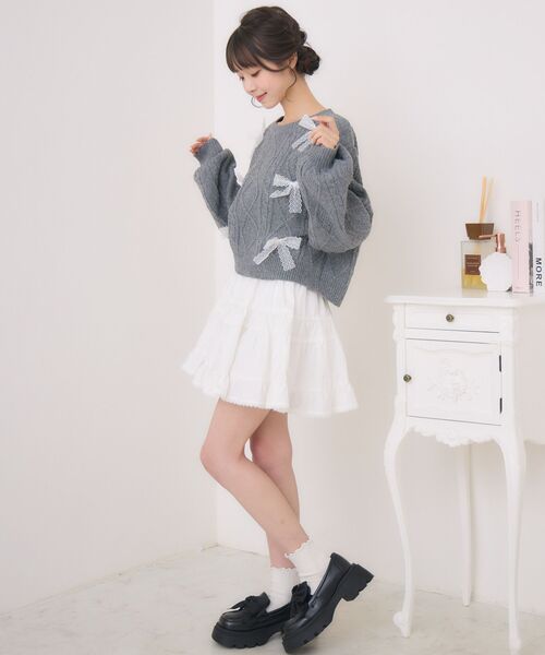 ems excite（エムズエキサイト）の「レースリボンNTPO（ニット/セーター・レディース・ダークグレー/ピンク/ブルー・FREE）」の8枚目の写真