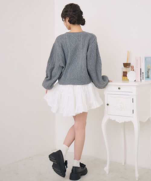 ems excite（エムズエキサイト）の「レースリボンNTPO（ニット/セーター・レディース・ダークグレー/ピンク/ブルー・FREE）」の9枚目の写真