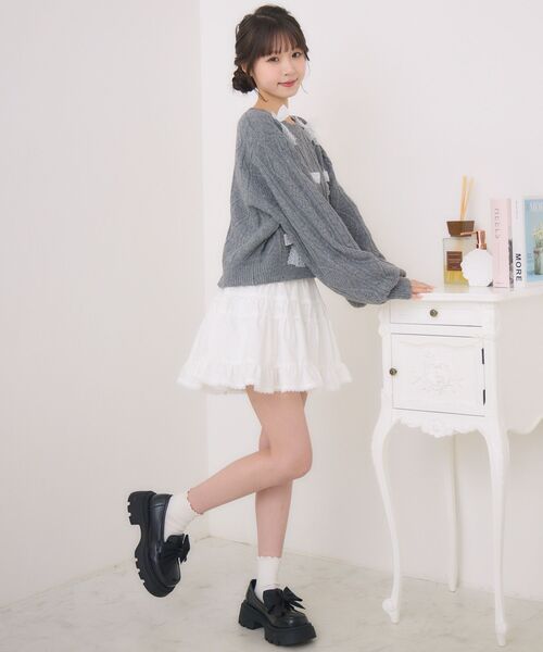 ems excite（エムズエキサイト）の「レースリボンNTPO（ニット/セーター・レディース・ダークグレー/ピンク/ブルー・FREE）」の10枚目の写真