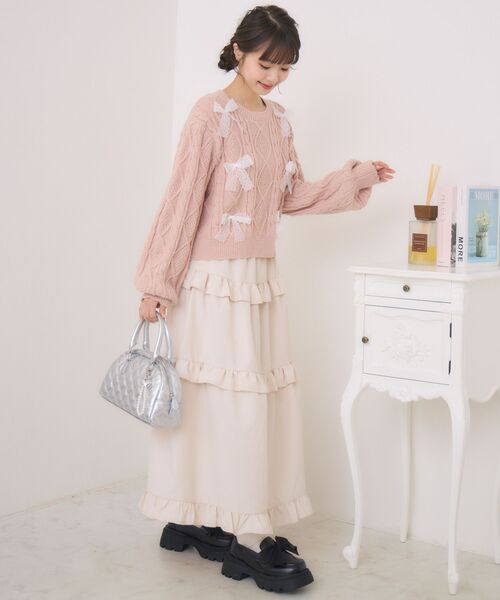 ems excite（エムズエキサイト）の「レースリボンNTPO（ニット/セーター・レディース・ダークグレー/ピンク/ブルー・FREE）」の18枚目の写真