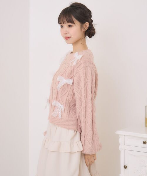 ems excite（エムズエキサイト）の「レースリボンNTPO（ニット/セーター・レディース・ダークグレー/ピンク/ブルー・FREE）」の20枚目の写真