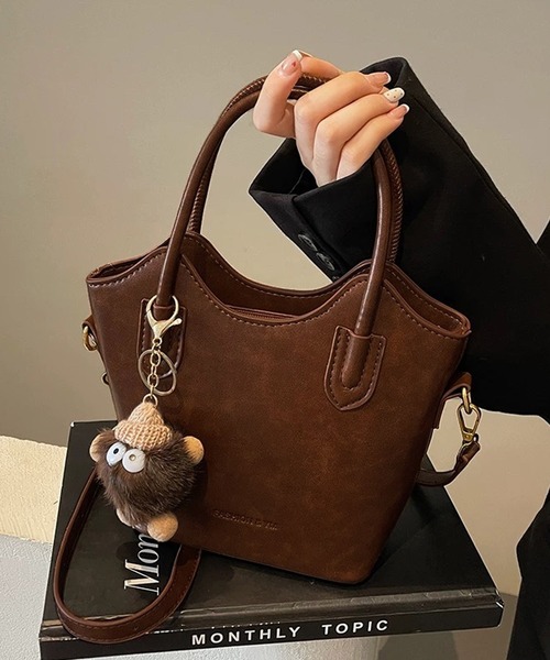 shopnikoniko(ショップニコニコ)の「2way PUレザーミニボストンバッグ バケツ型 ショルダーバッグ(ショルダーバッグ・レディース・ホワイト/ブラック/ブラウン・フリー)」の12枚目の写真