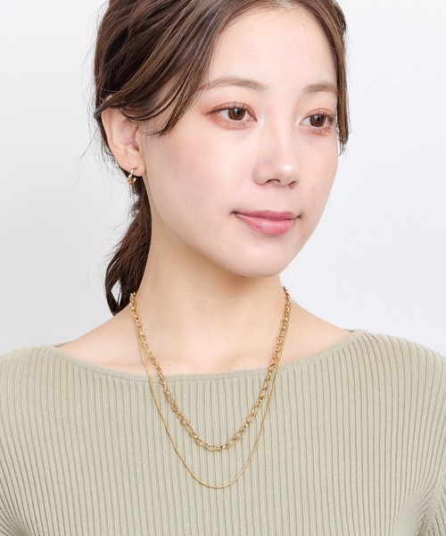goldパイプ×コットンパール ＊ 輝くチェーンの2連ネックレス 楽天市場】ネックレス コットンパール パール ショート 紐 ひも