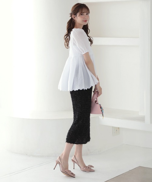 MERAKI（メラキ）の「裾スカラップジャガードブラウス（シャツ/ブラウス・レディース・サックスブルー/イエロー/ブラック/ホワイト・FREE）」の9枚目の写真