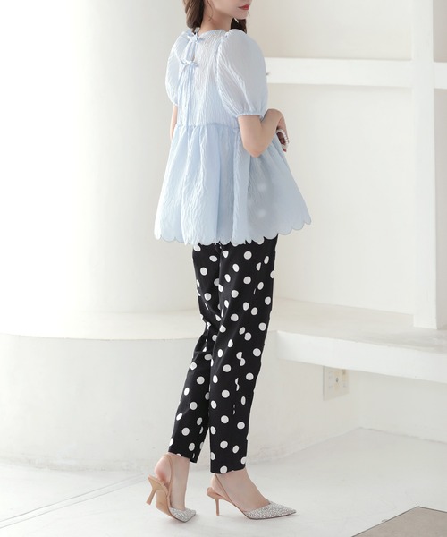 MERAKI（メラキ）の「裾スカラップジャガードブラウス（シャツ/ブラウス・レディース・サックスブルー/イエロー/ブラック/ホワイト・FREE）」の19枚目の写真