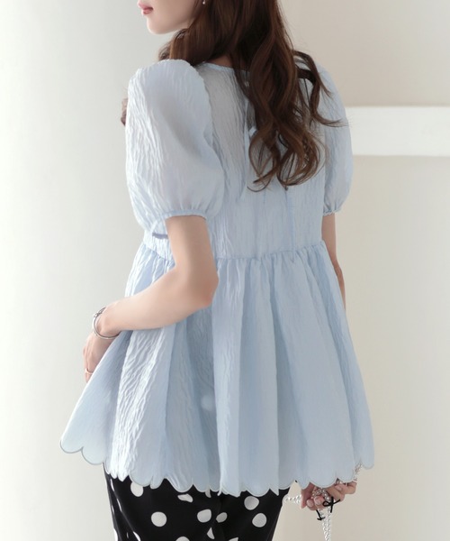 MERAKI（メラキ）の「裾スカラップジャガードブラウス（シャツ/ブラウス・レディース・サックスブルー/イエロー/ブラック/ホワイト・FREE）」の20枚目の写真